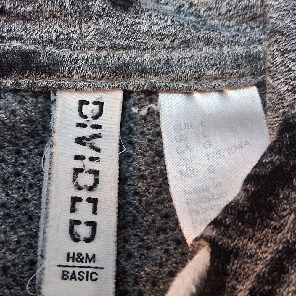 H&M Divided Hoodie Women Large Charcoal Good Full Zip Basic Melange Sweatshirt - Picture 3 of 7